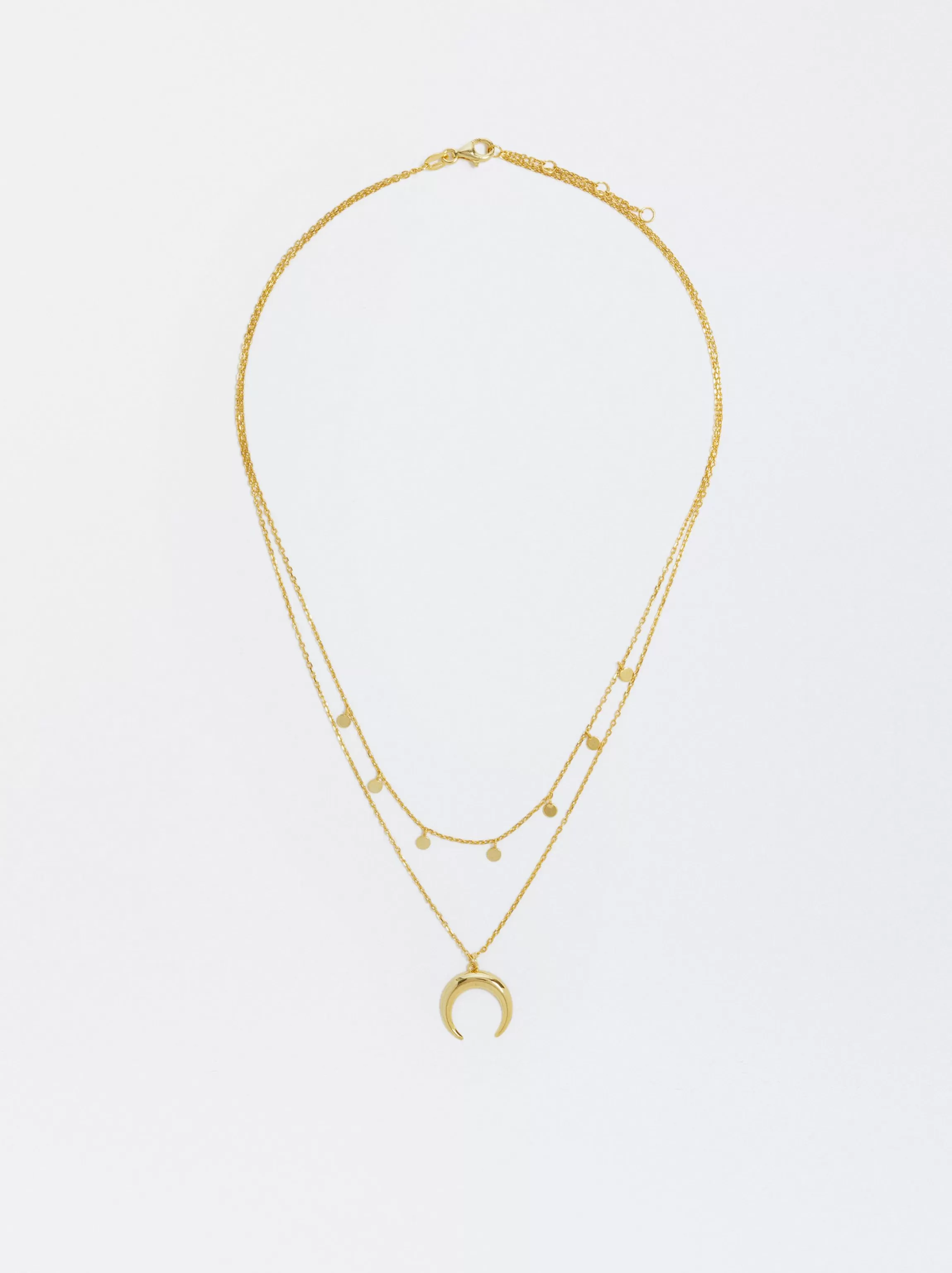 Mujer PARFOIS Collares cortos*Collar Corto De Plata 925 Con Cuerno Dorado