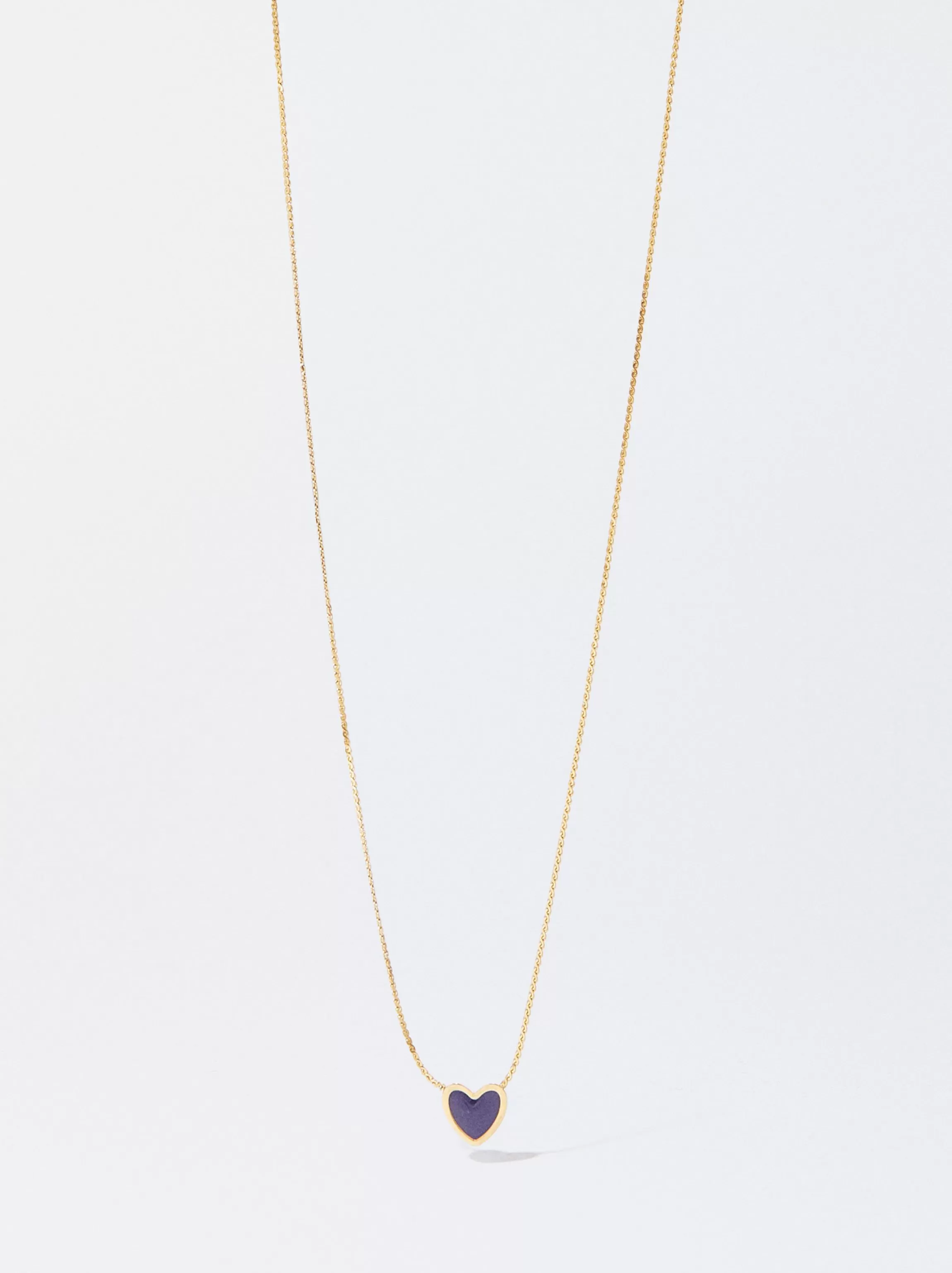 Mujer PARFOIS Collares cortos*Collar De Acero Con Corazón Azul