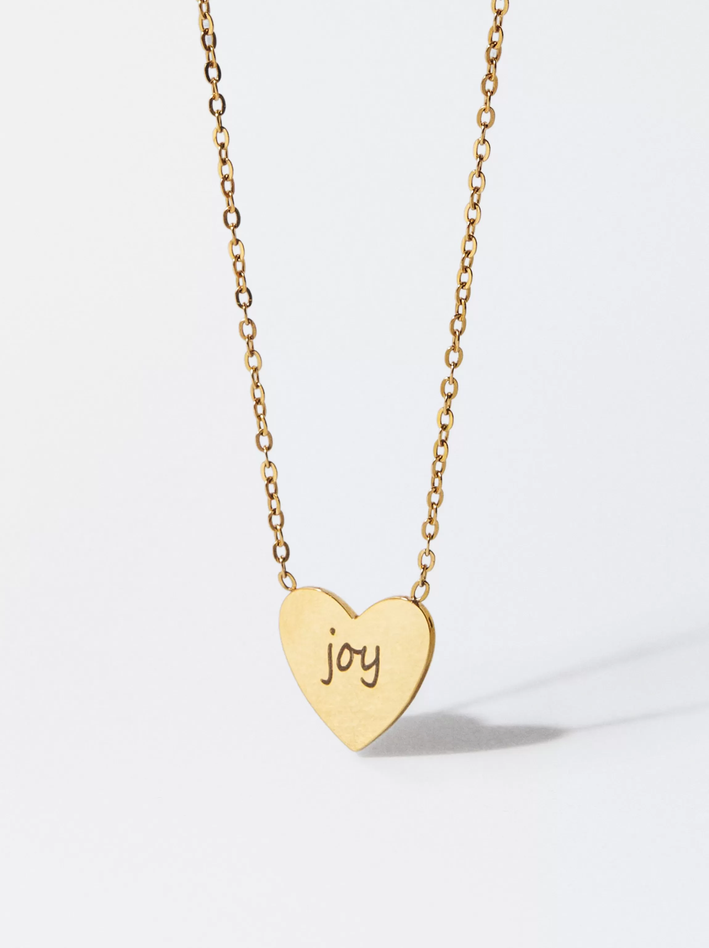 Mujer PARFOIS Collares cortos*Collar De Acero Corazón Personalizable Dorado