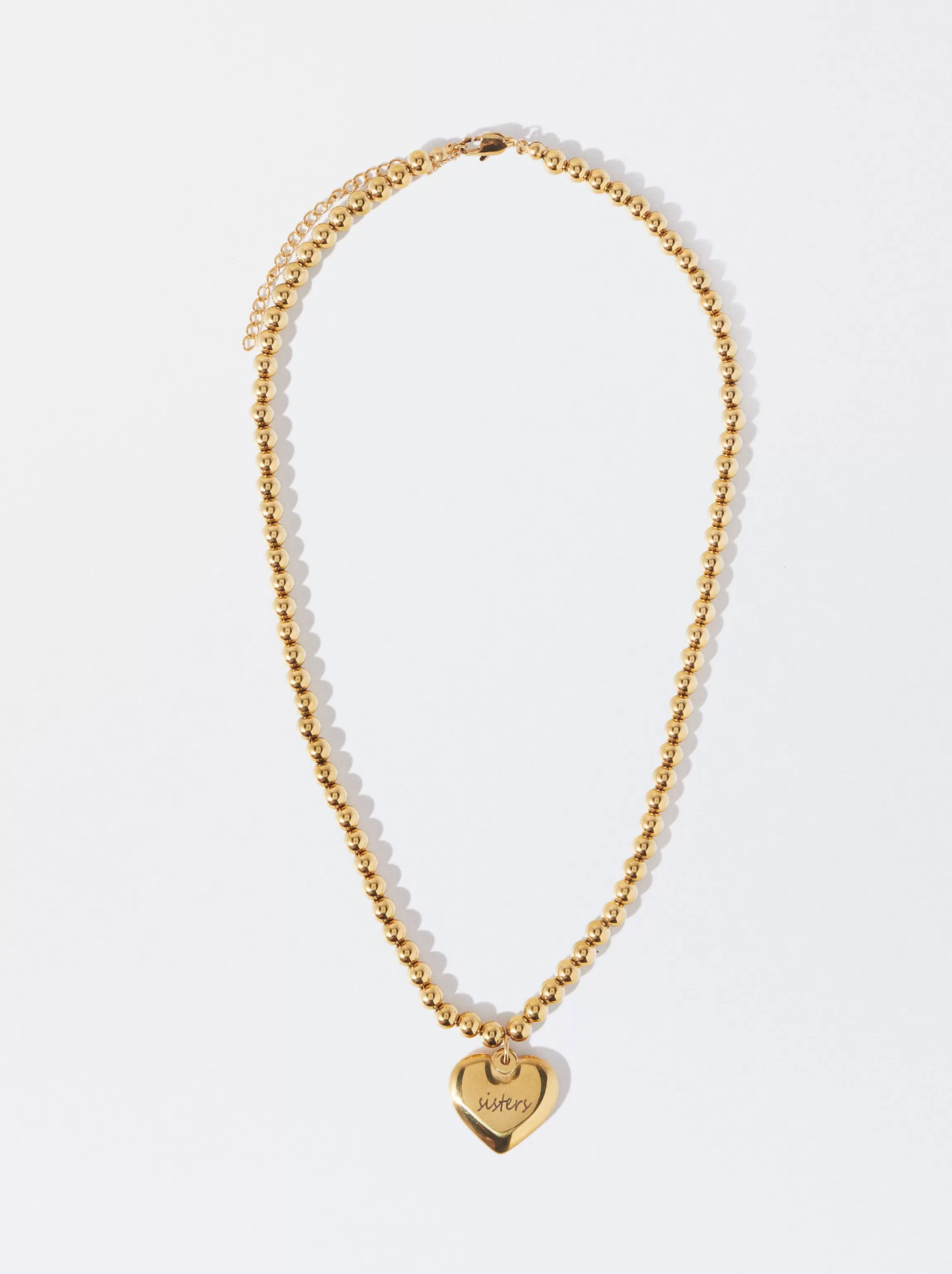 Mujer PARFOIS Collares cortos*Collar De Acero Corazón Personalizable Dorado