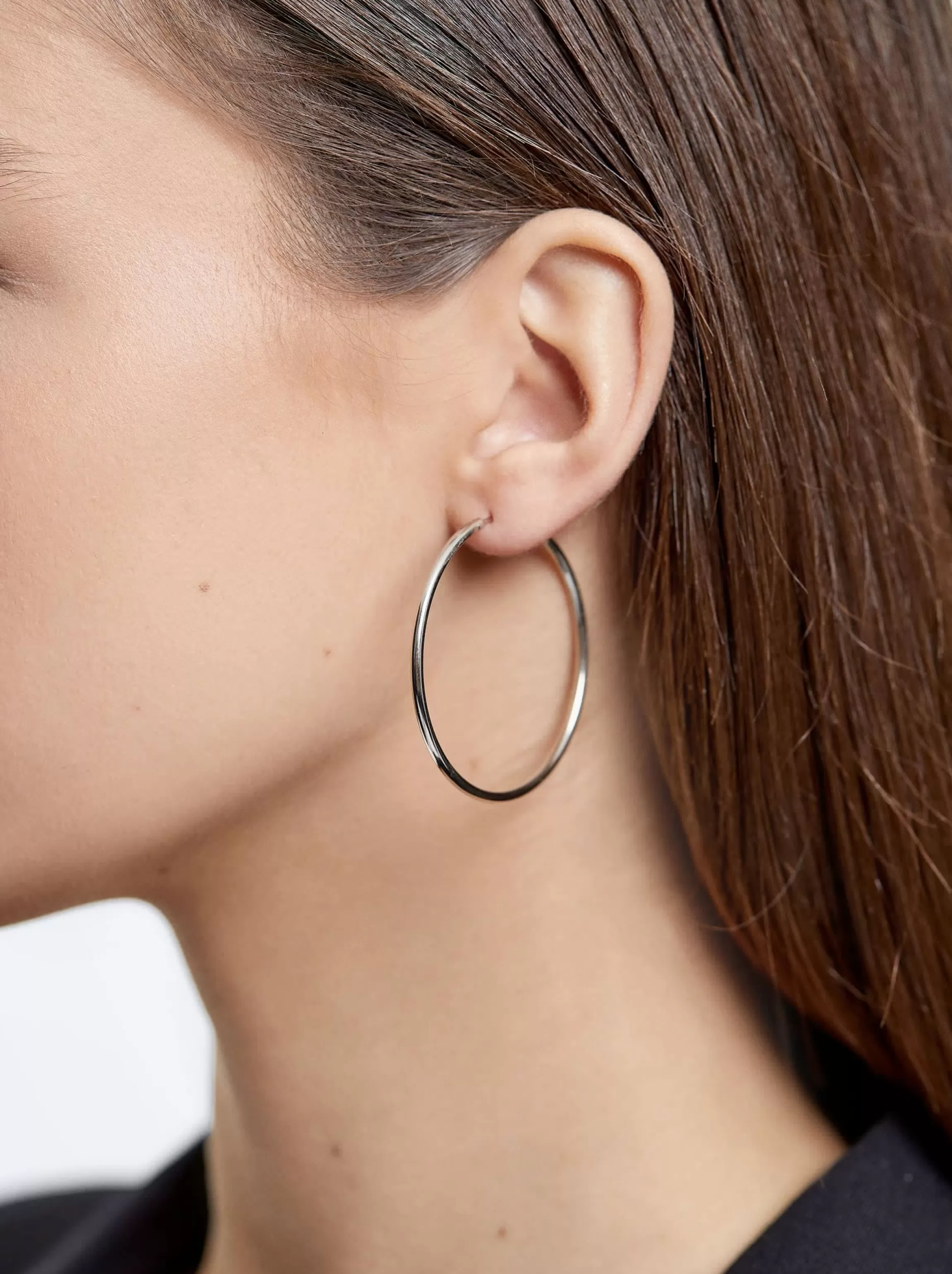 Mujer PARFOIS Básicos | Pendientes medianos*Pendiente De Aro Cortos De Plata 925 Plateado