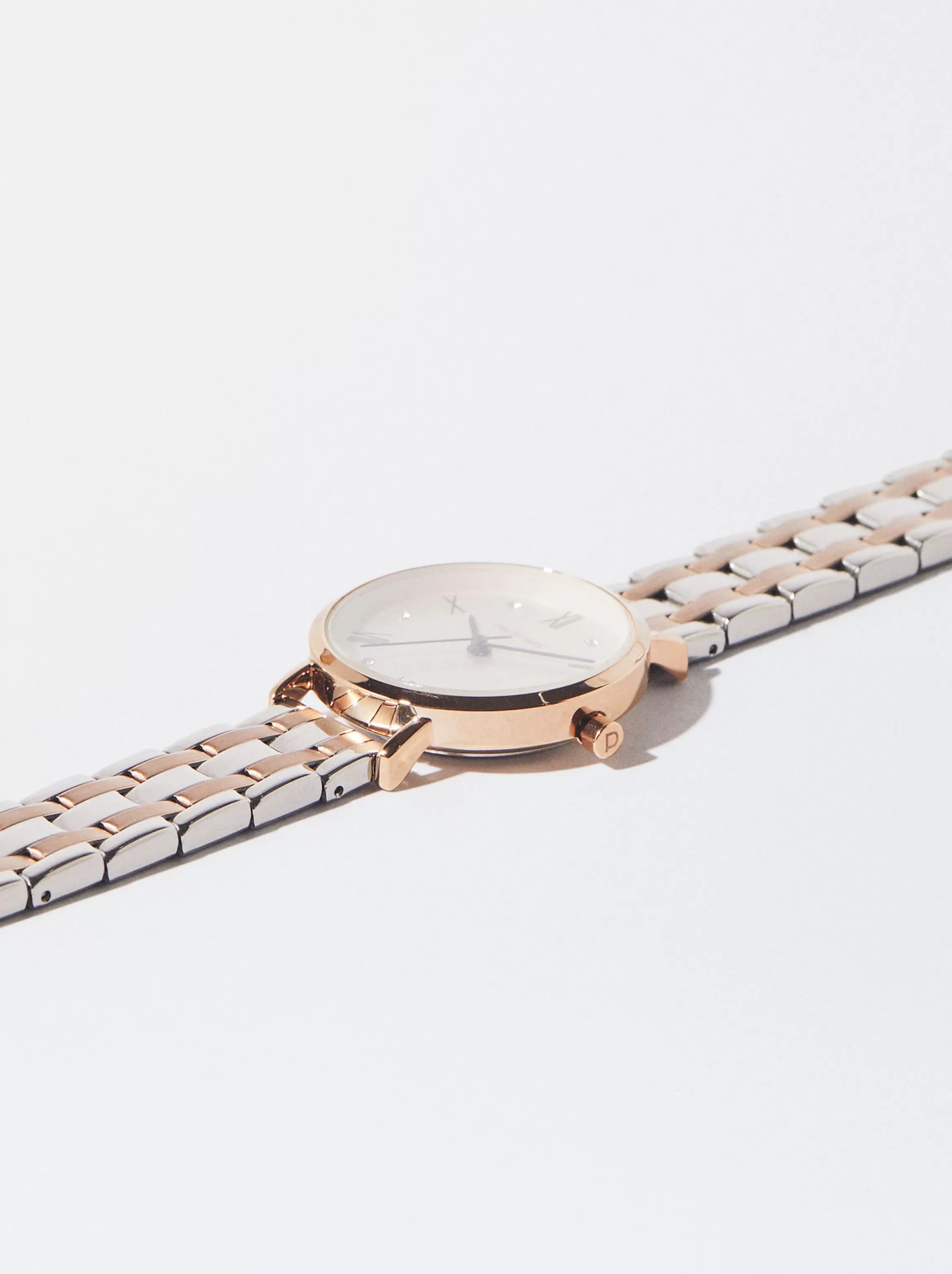 Mujer PARFOIS Relojes Oro Rosa*Reloj Com Pulsera De Acero Bicolor Multicor