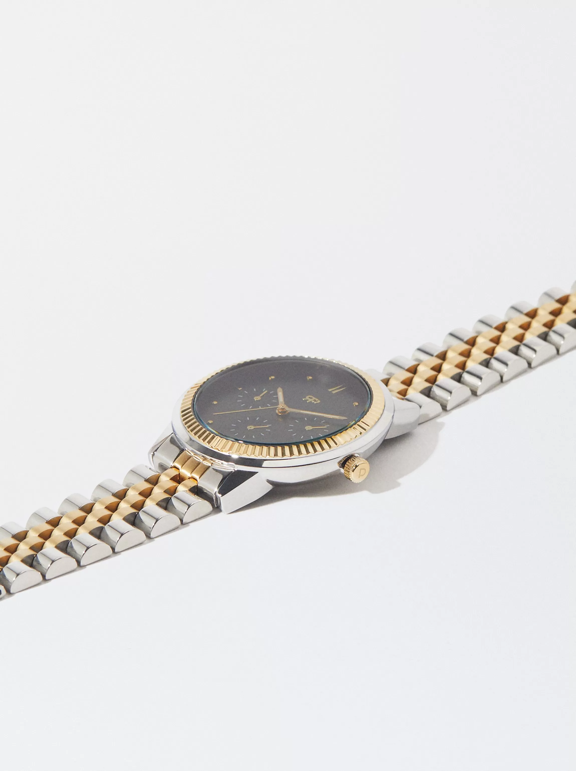 Mujer PARFOIS Relojes Dorados*Reloj Com Pulsera De Acero Bicolor Verde