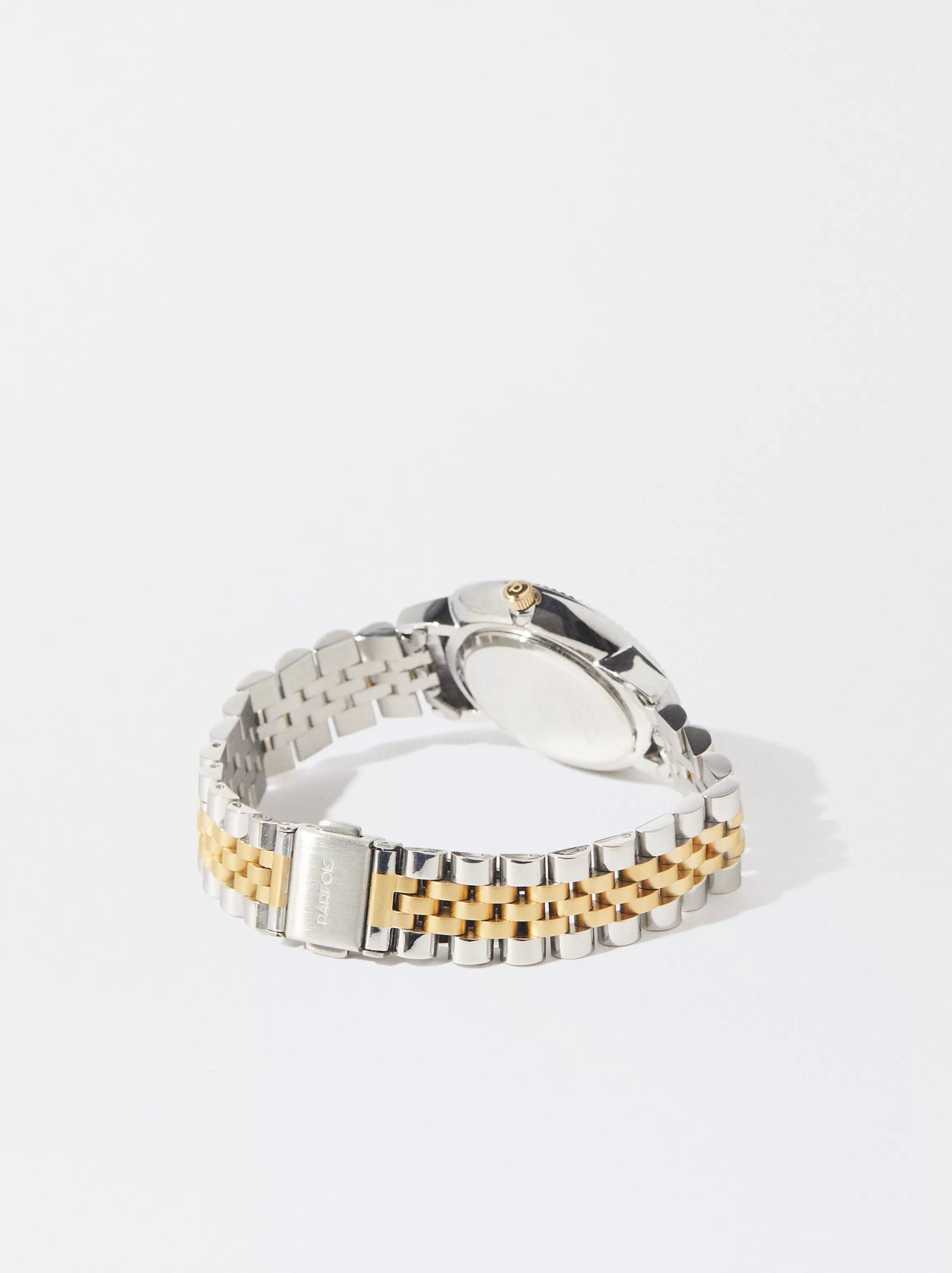 Mujer PARFOIS Relojes Dorados*Reloj Com Pulsera De Acero Bicolor Verde