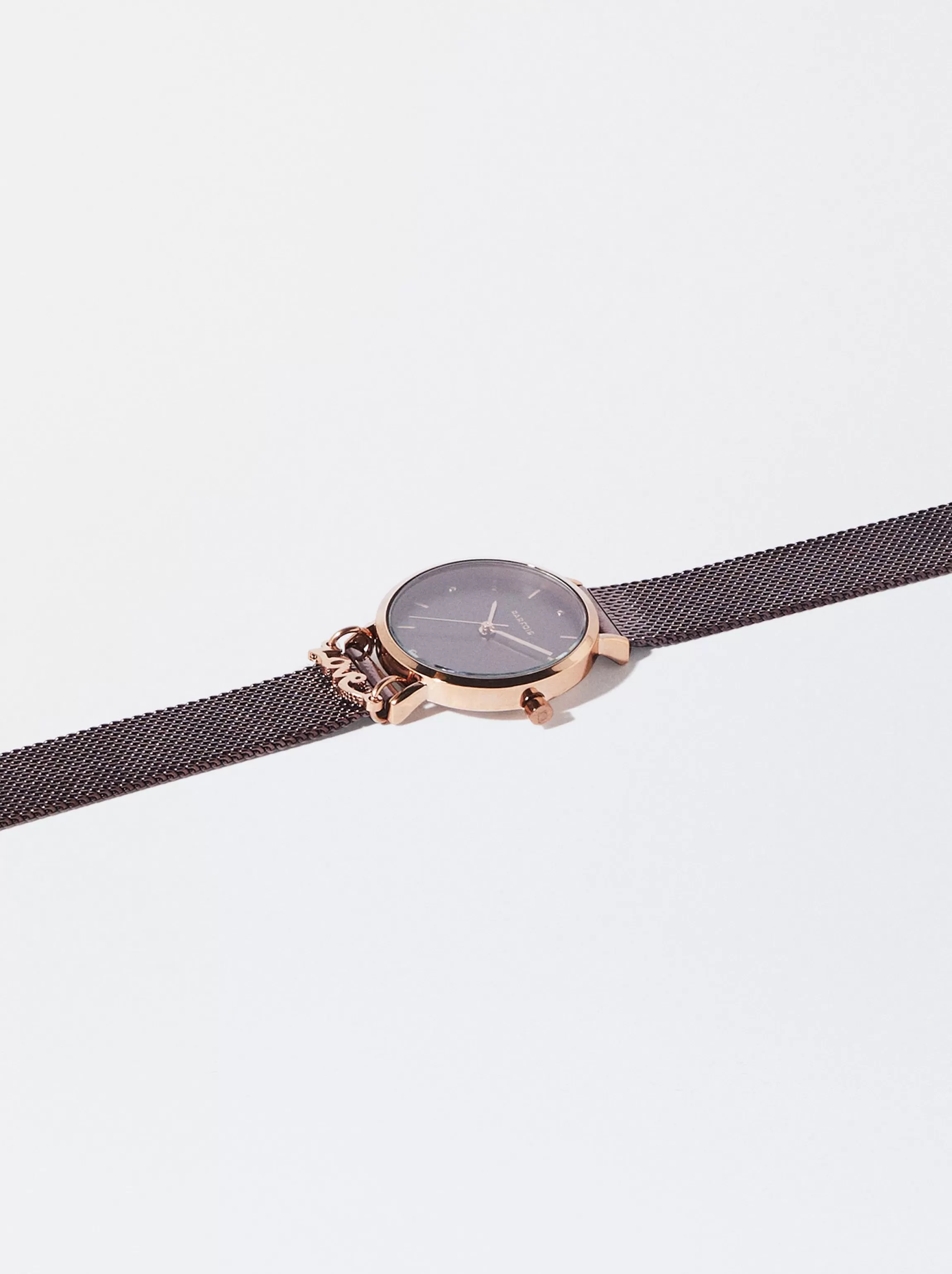 Mujer PARFOIS Relojes Oro Rosa*Reloj De Acero Correa De Malla Metálica Burdeos