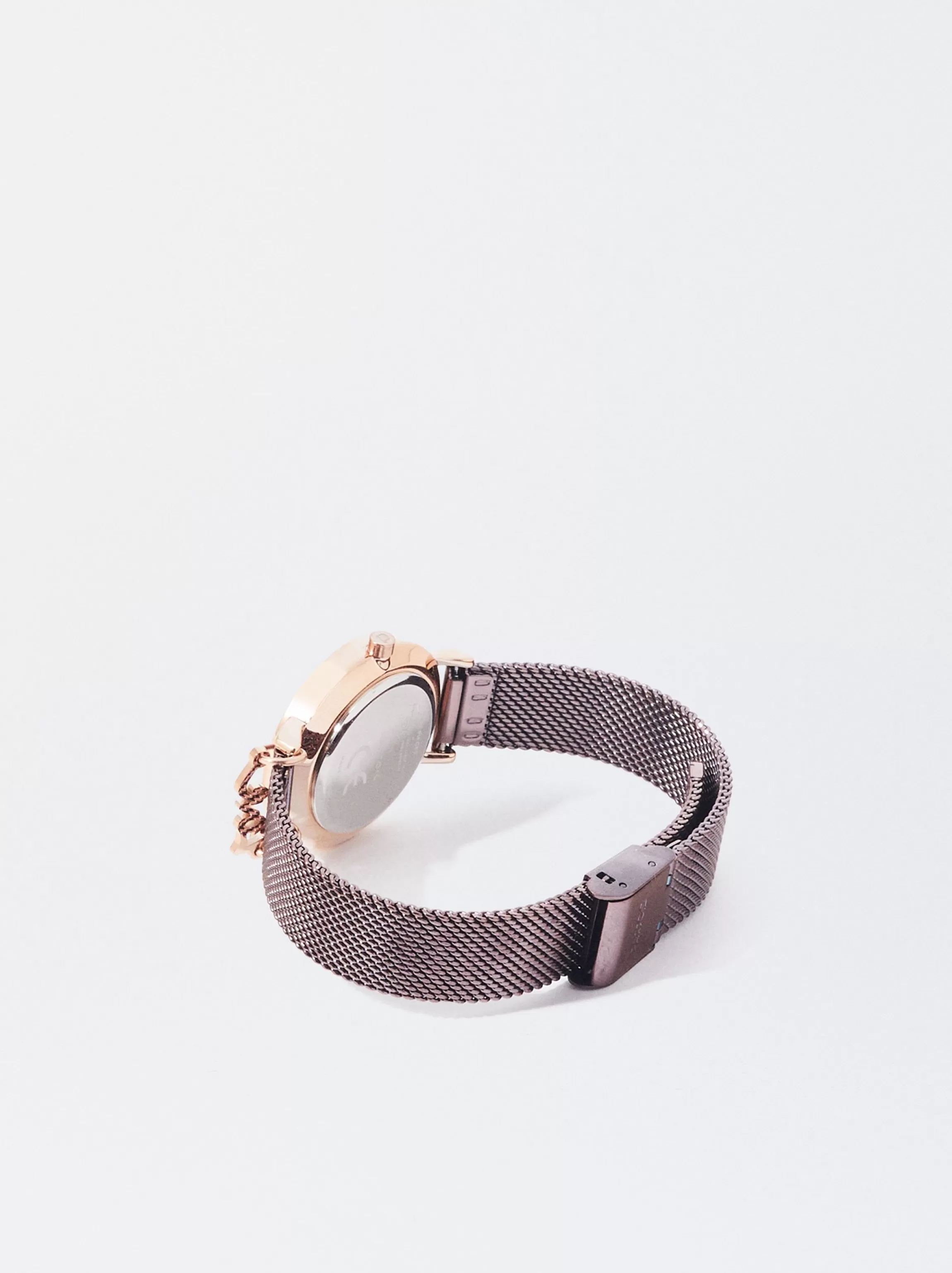 Mujer PARFOIS Relojes Oro Rosa*Reloj De Acero Correa De Malla Metálica Burdeos