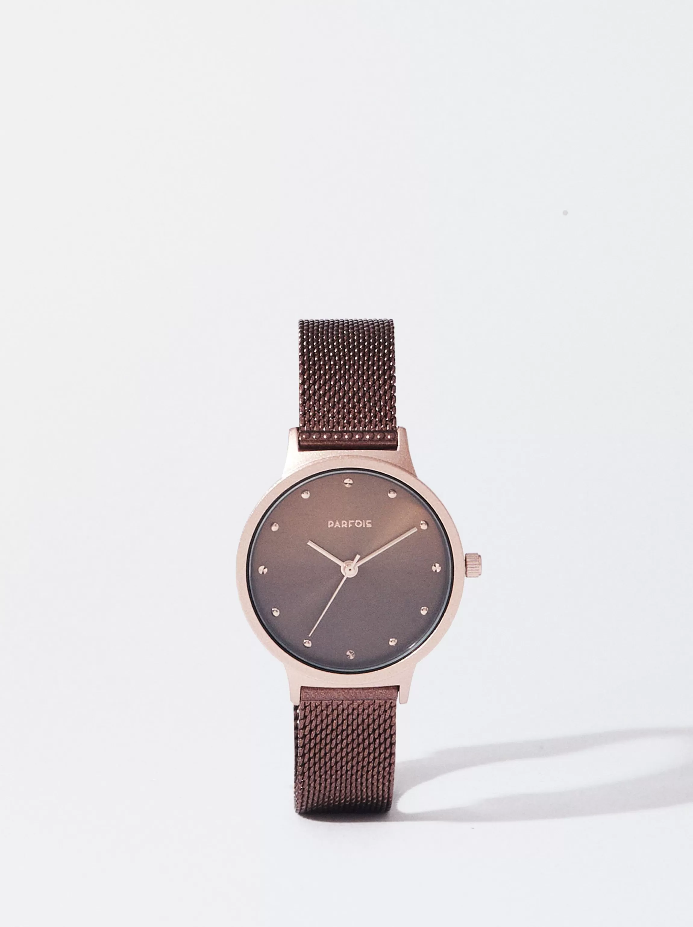 Mujer PARFOIS Relojes Oro Rosa*Reloj De Acero Correa De Malla Metálica Marrón