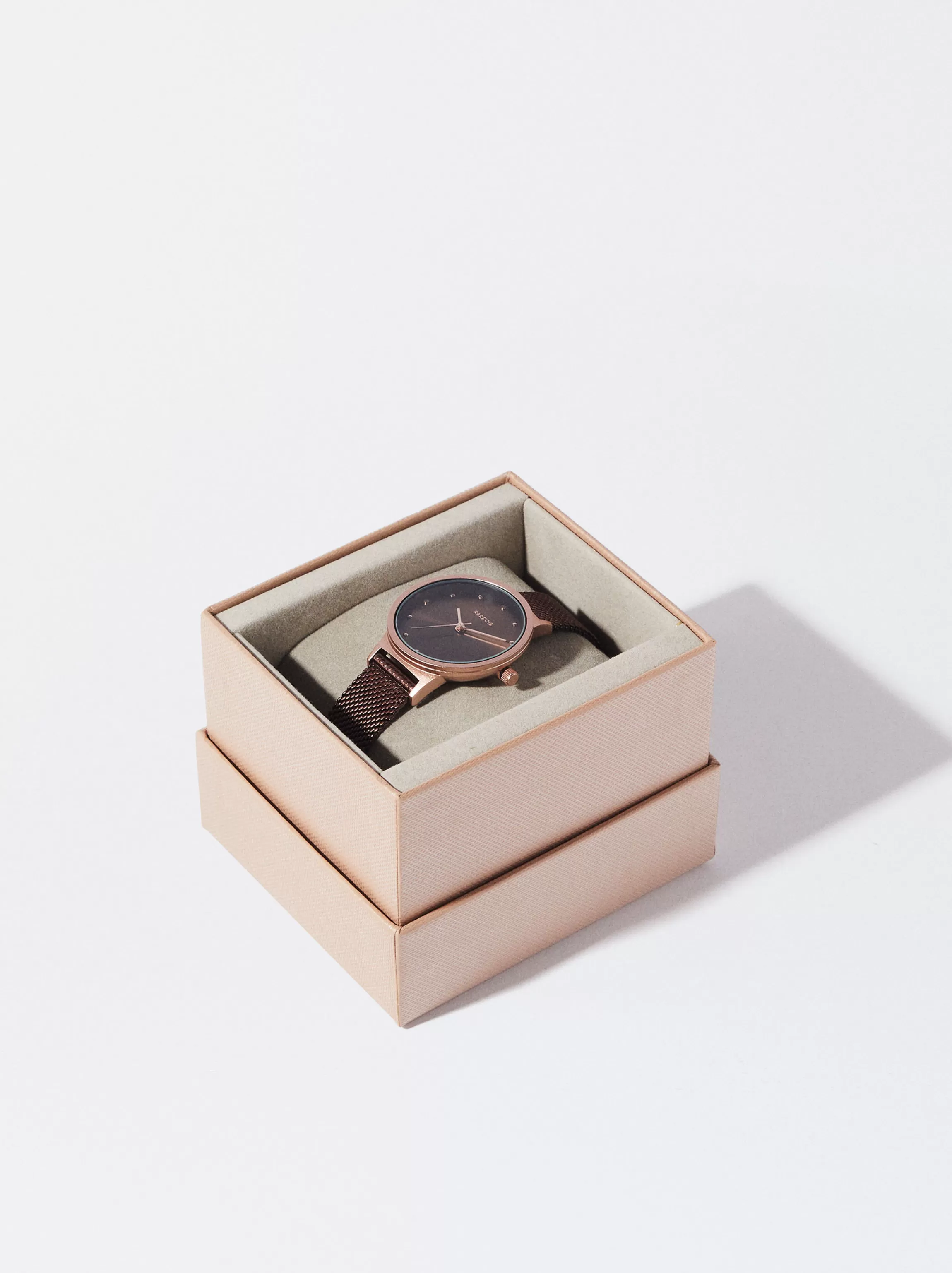 Mujer PARFOIS Relojes Oro Rosa*Reloj De Acero Correa De Malla Metálica Marrón