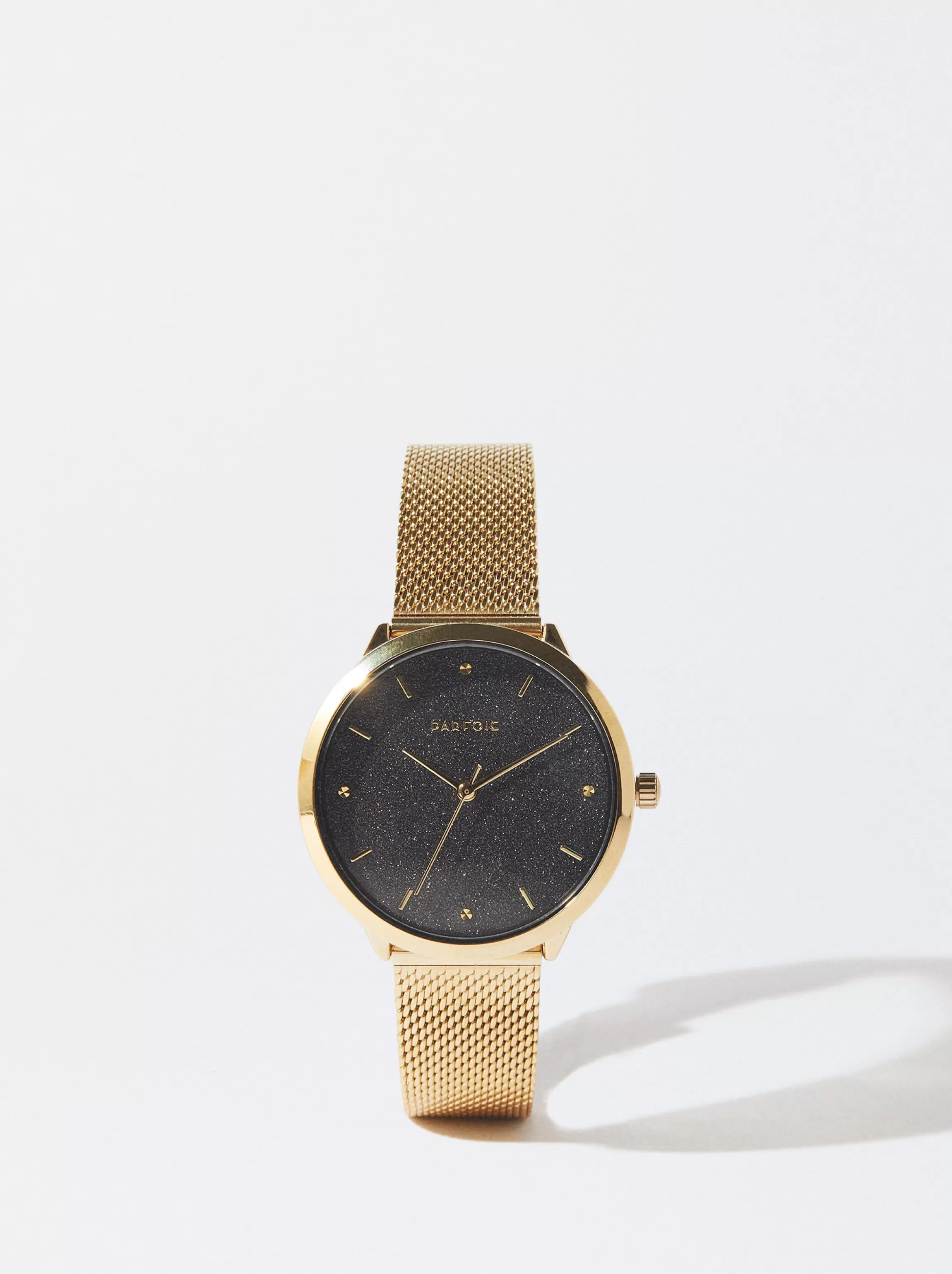 Mujer PARFOIS Relojes Dorados*Reloj De Acero Correa De Malla Metálica Dorado