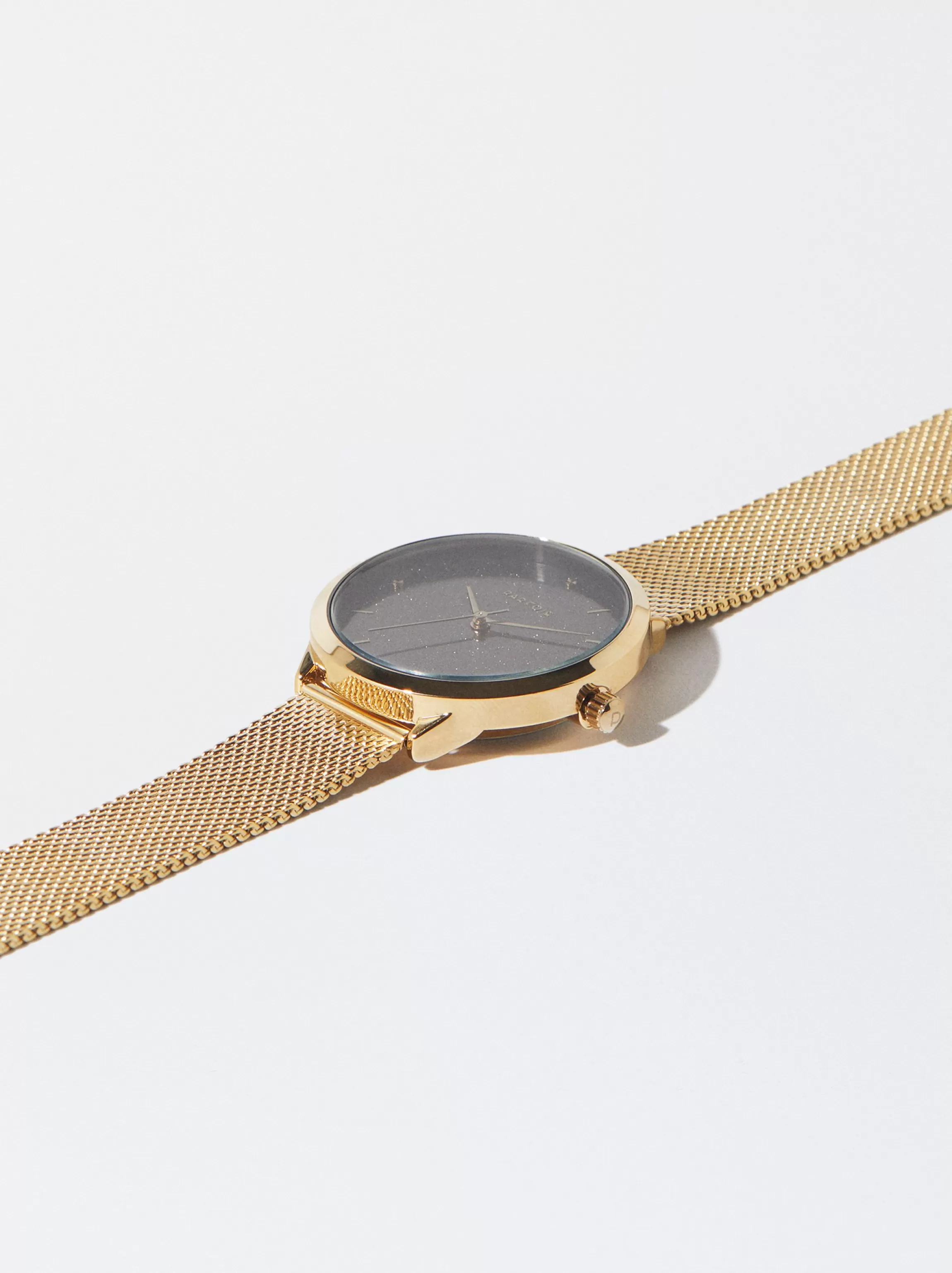 Mujer PARFOIS Relojes Dorados*Reloj De Acero Correa De Malla Metálica Dorado
