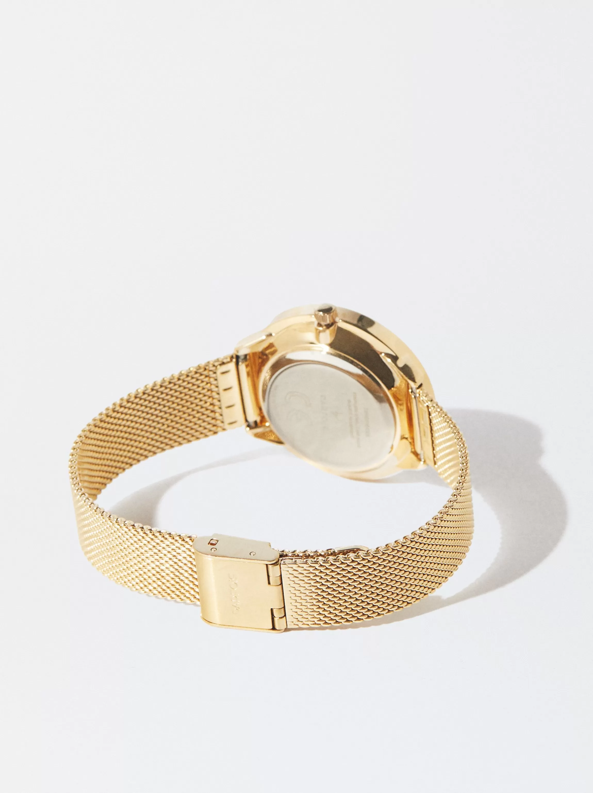 Mujer PARFOIS Relojes Dorados*Reloj De Acero Correa De Malla Metálica Dorado