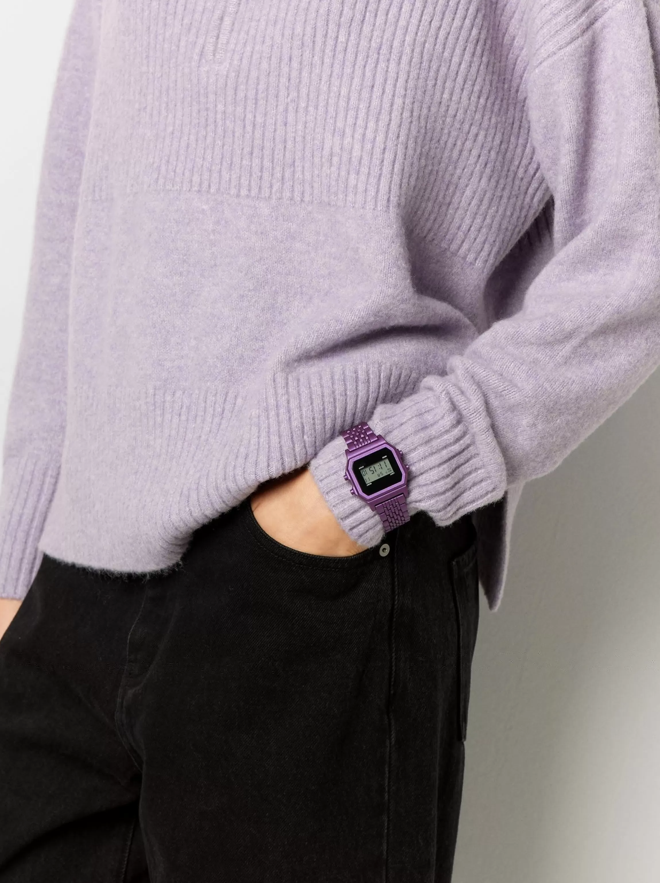Mujer PARFOIS Relojes Digitales*Reloj Digital Correa Malla Metálica Violeta