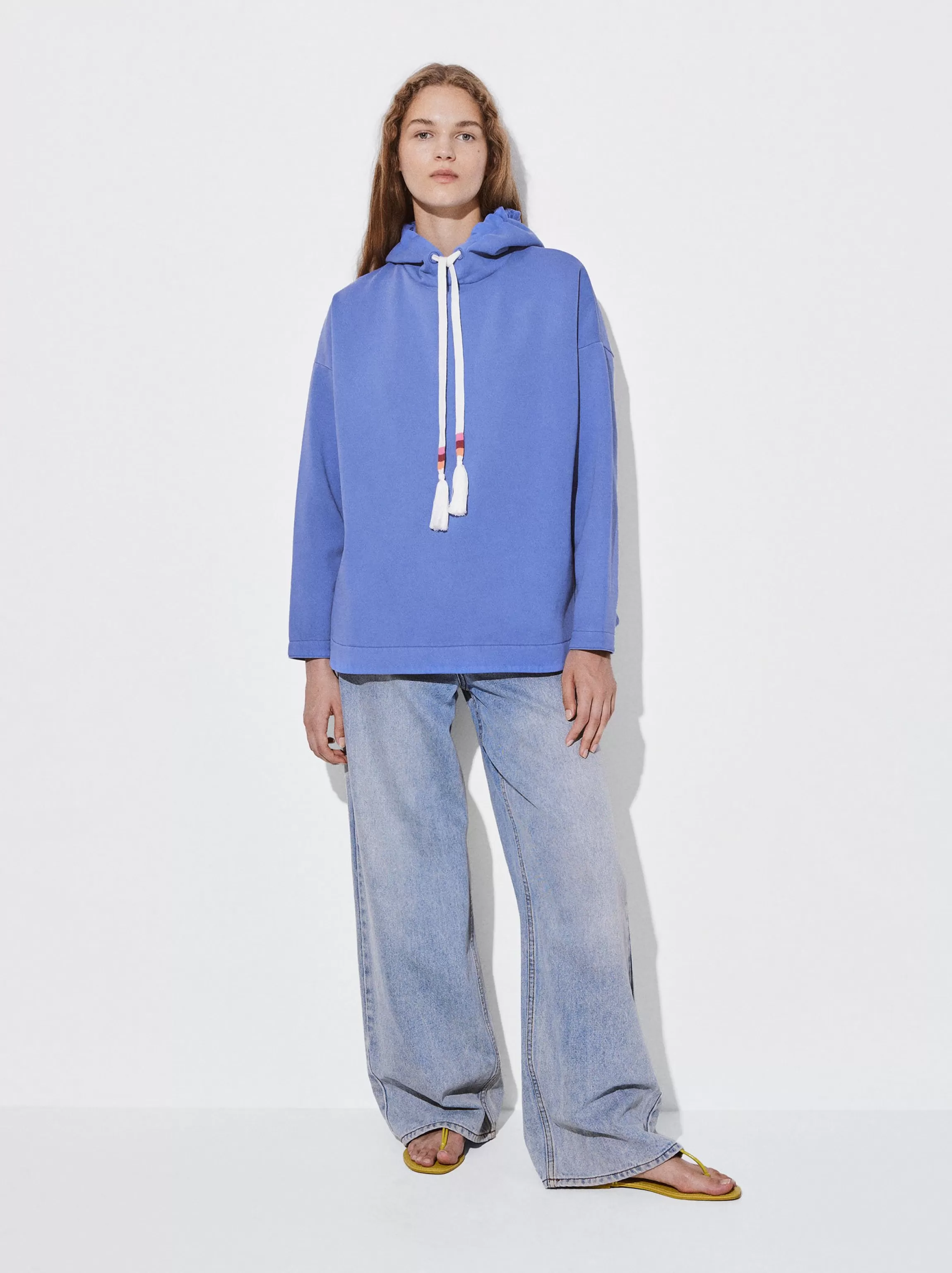 Mujer PARFOIS Sudaderas*Sudadera Con Capucha Y Detalle De Cordón Azul