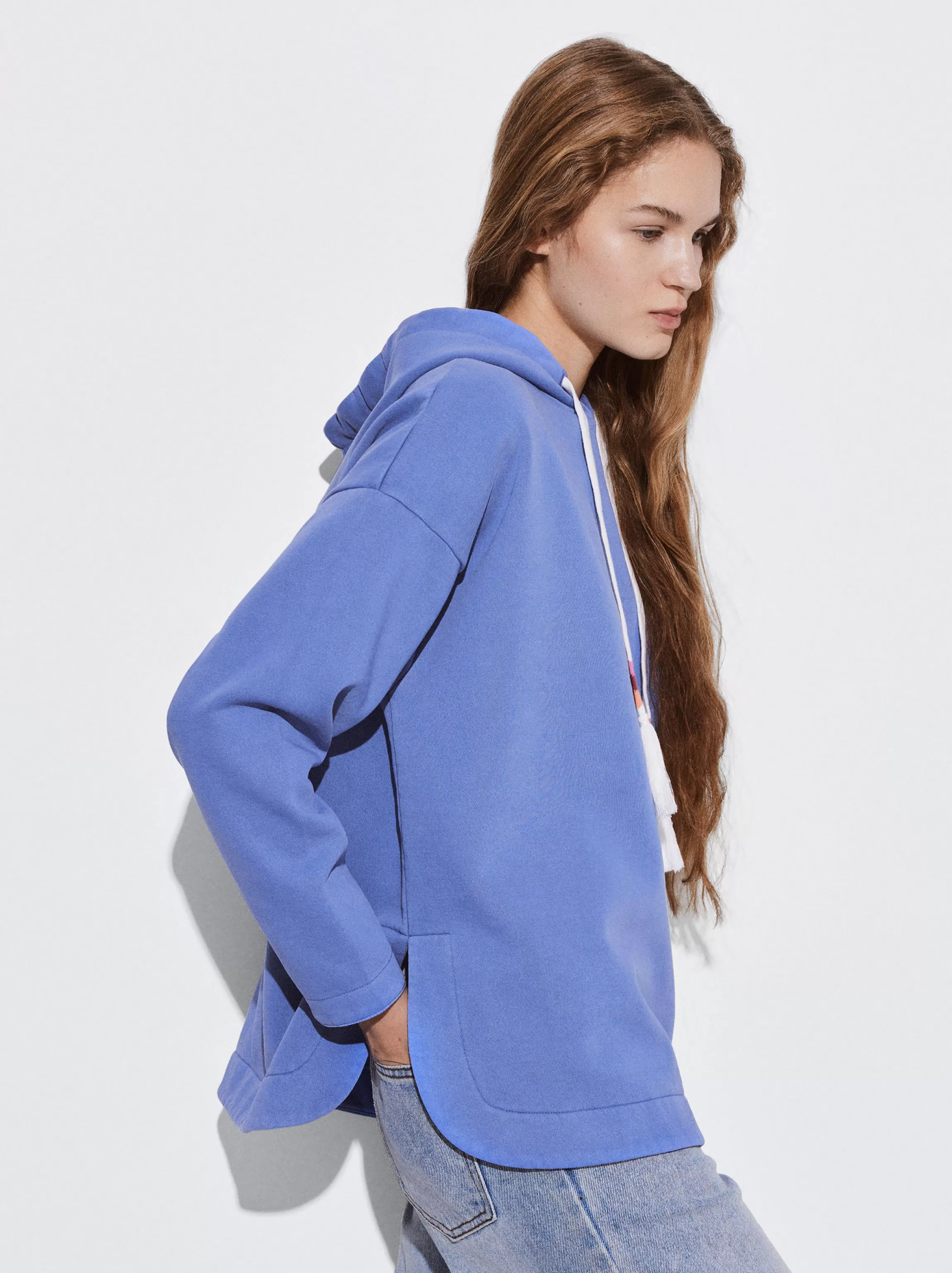 Mujer PARFOIS Sudaderas*Sudadera Con Capucha Y Detalle De Cordón Azul